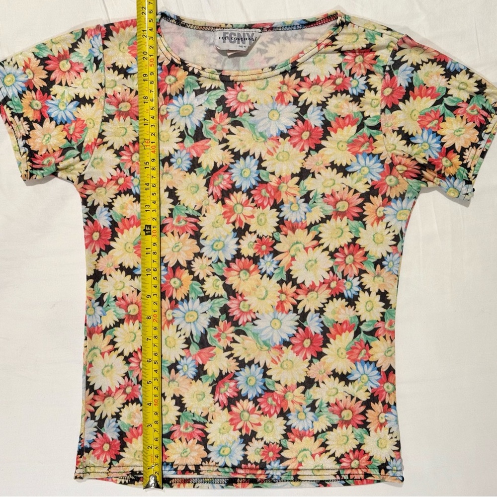 Vintage Y2K FCNY New York Women S Shirt Flower Yellow 90s Silky Whimsy Fairy EUC - Picture 13 of 14